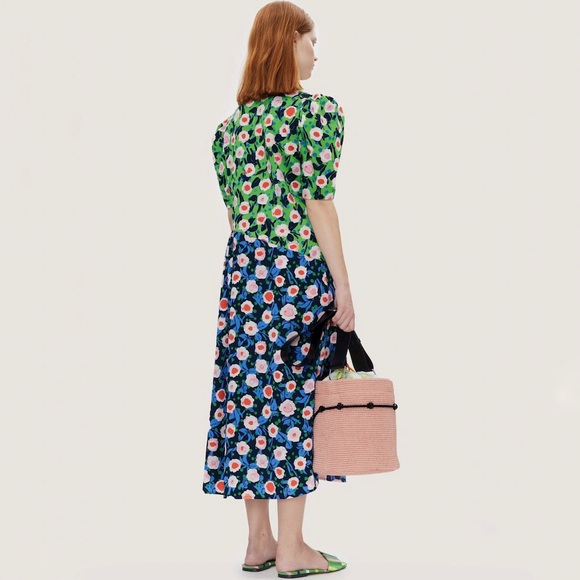 Stine Goya Kori Marketplace Midi Dress Puff Sleeve Size Medium - Picture 2 of 12